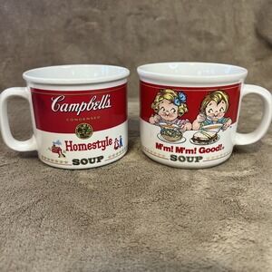 Lot of 2 Vintage 1989 Campbell Soup Mugs Kids Homestyle Westwood 14 oz